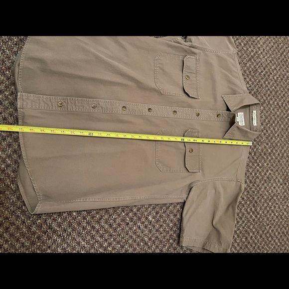 Cabela's Roughneck Stonewash Rugged Button Front Short Sleeve Shirt Brown Mens M - Picture 7 of 11